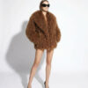 Tan Luxurious Mongolian Lamb Fur Jacket | Curly Sheepskin Shaggy Natural Tibetan Winter Coat