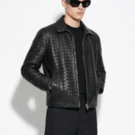 Intrecciato Lambskin Hand Woven Genuine Leather Men's Jacket