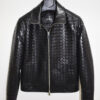 DSC_0091 Intrecciato Lambskin Hand Woven Genuine Leather Men's Jacket