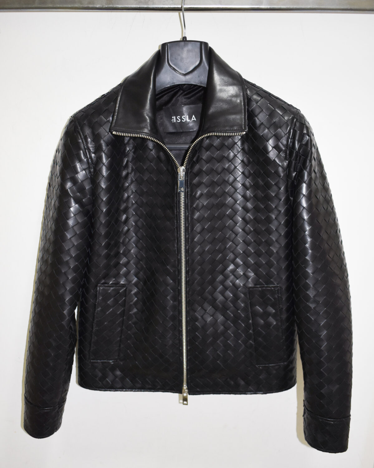 DSC_0091 Intrecciato Lambskin Hand Woven Genuine Leather Men's Jacket