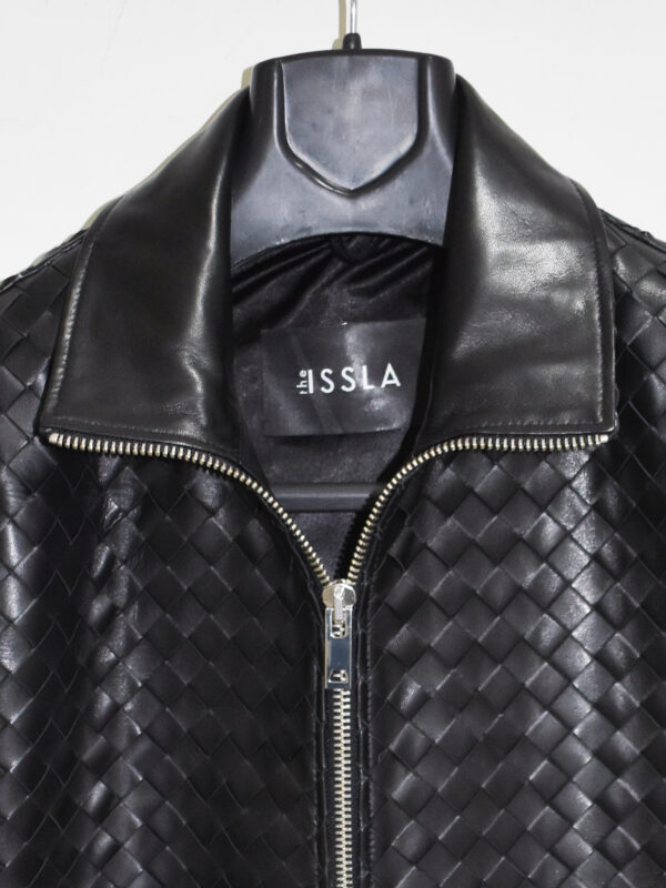 Hand Woven Lambskin Blouson Braided Genuine Leather Men's Bomber Jacket