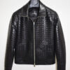 Hand-Woven Intrecciato Lambskin Leather Jacket