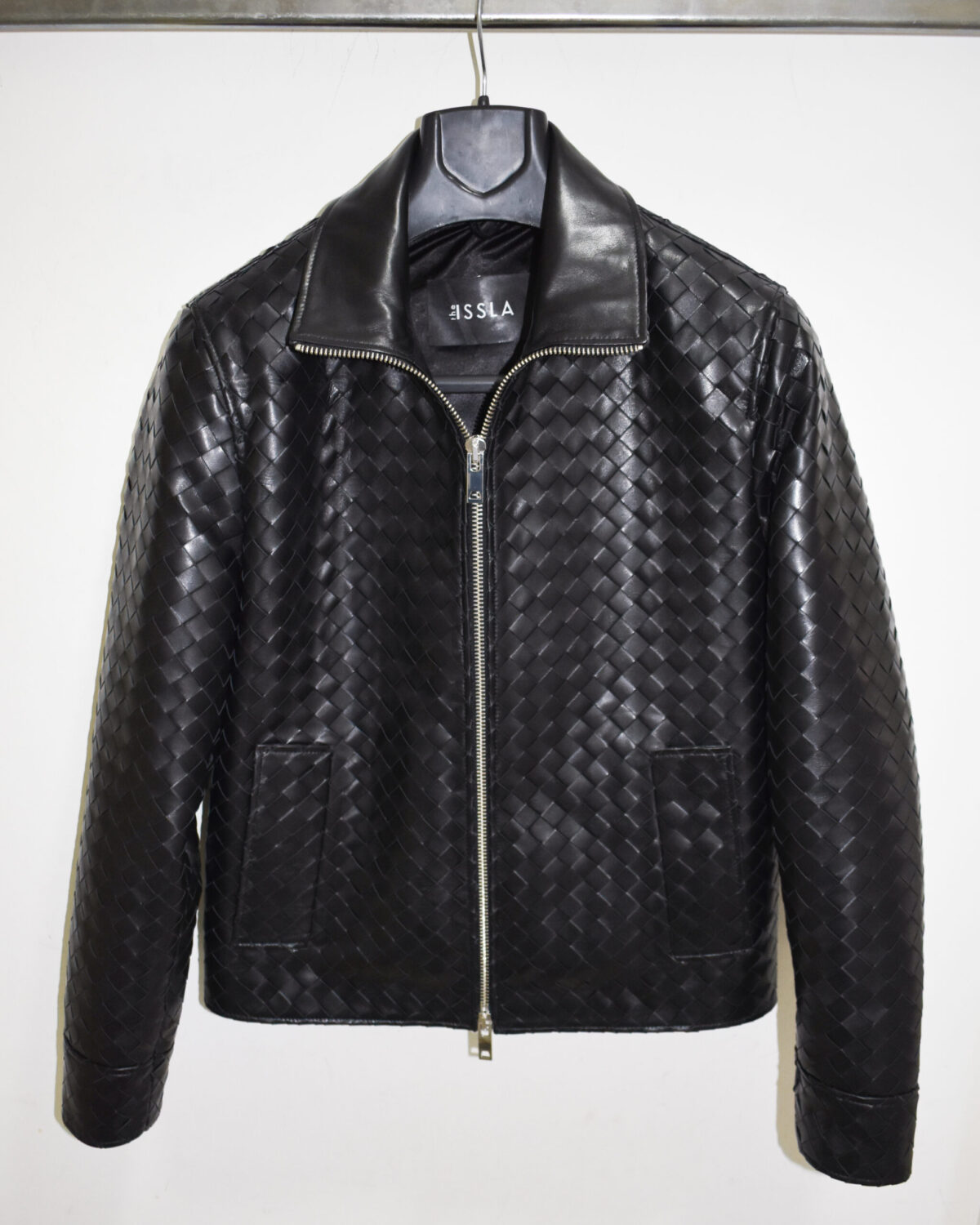 Hand-Woven Intrecciato Lambskin Leather Jacket