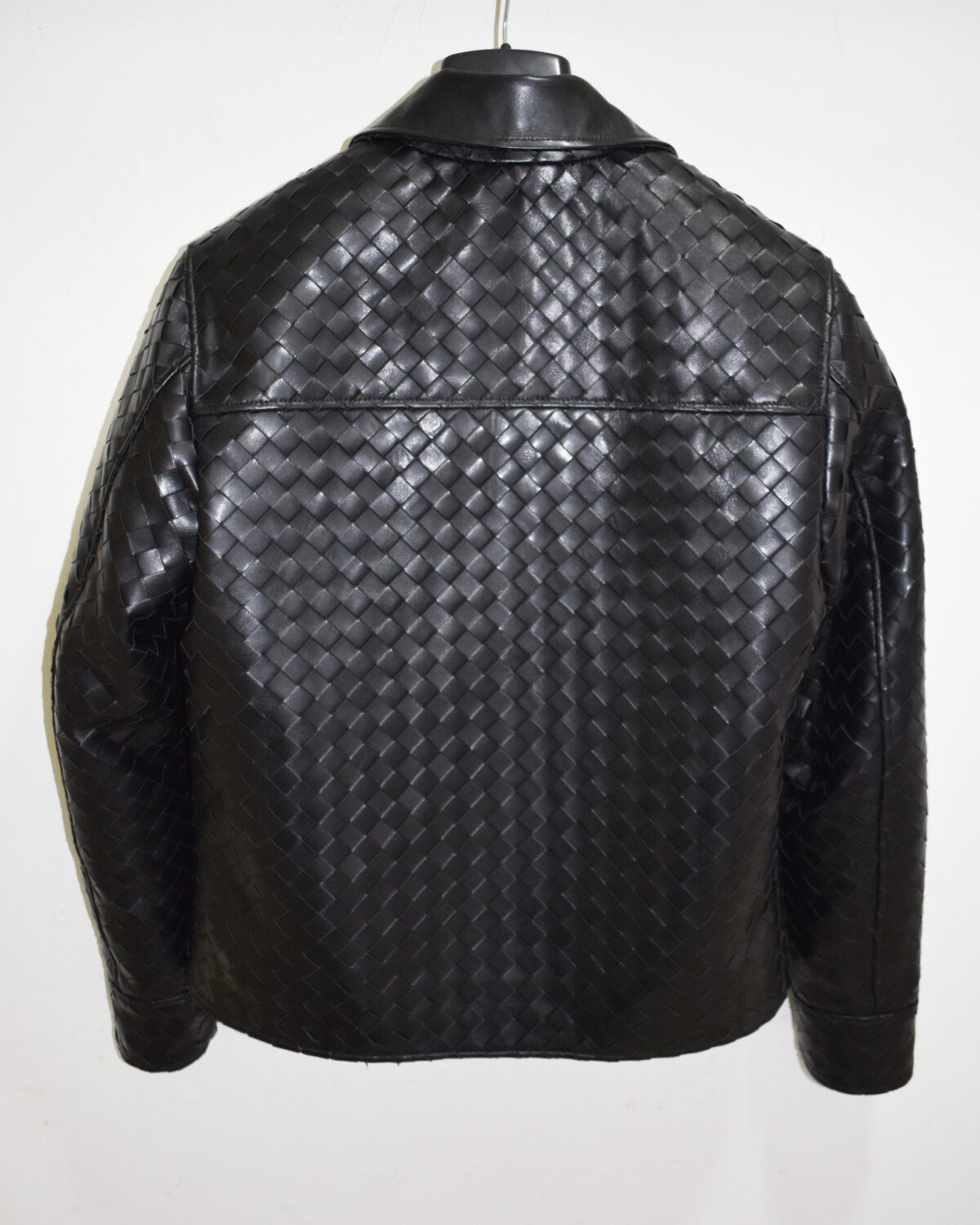 DSC_0092 Intrecciato Lambskin Hand Woven Genuine Leather Men's Jacket