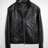 DSC_0442 Intrecciato Lambskin Hand Woven Genuine Leather Men's Jacket