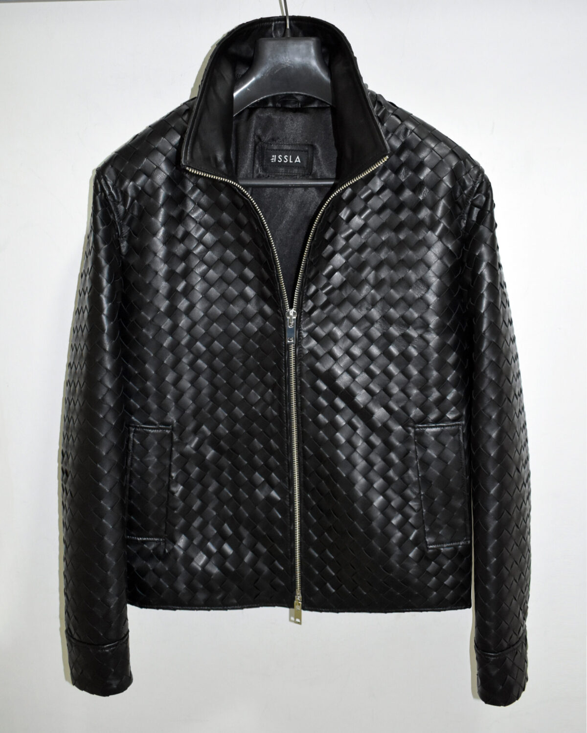 Hand-Woven Intrecciato Lambskin Leather Jacket