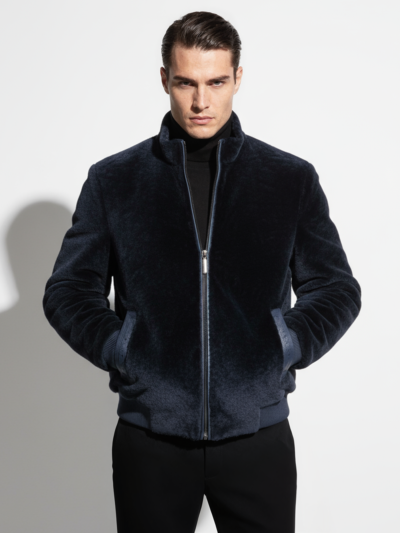 Astrakhan Fur Bomber Jacket