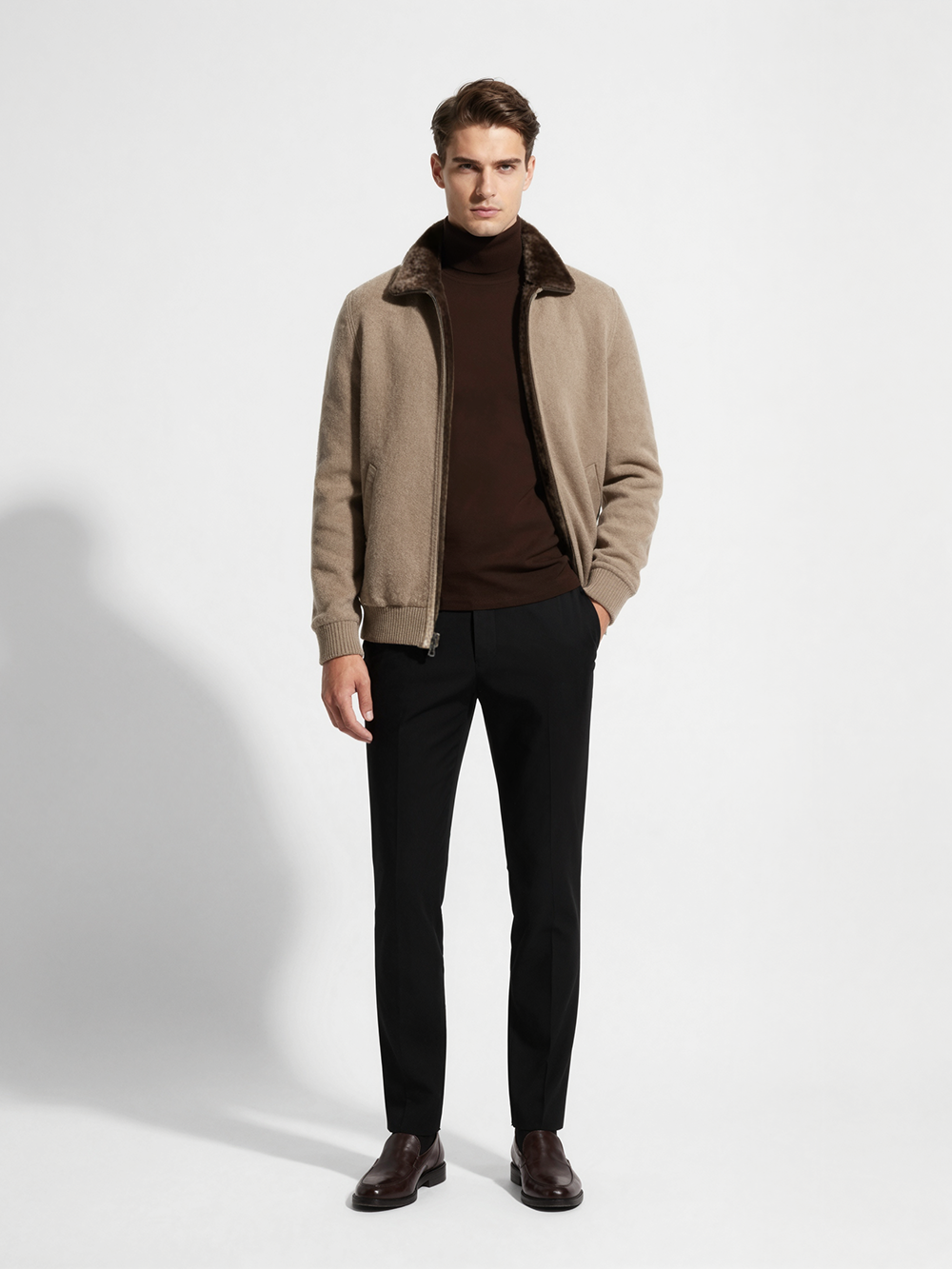 Merino Fur-Lined Wool Cardigan