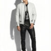 Python Skin White Moto Jacket