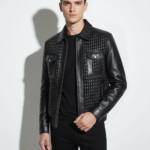 Stretch Quilted Leather Zip Jacket