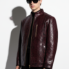 Bordeaux Python Racer Jacket