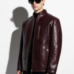Bordeaux Python Racer Jacket