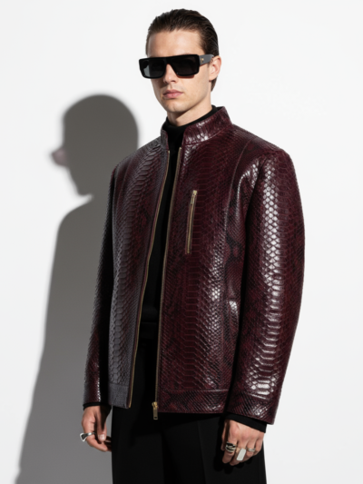 Bordeaux Python Racer Jacket