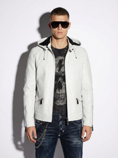 White Python Hooded Jacket