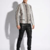 Natural White Grey Python Skin Racer Jacket