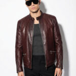 Burgundy Python Racer Jacket