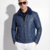 Ostrich Bomber Jacket with Mink Collar