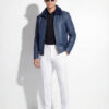 Ostrich Bomber Jacket with Mink Collar