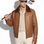 Ostrich Quill Bomber Jacket with Mink Collar