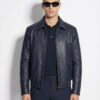 Navy Ostrich Bomber Jacket