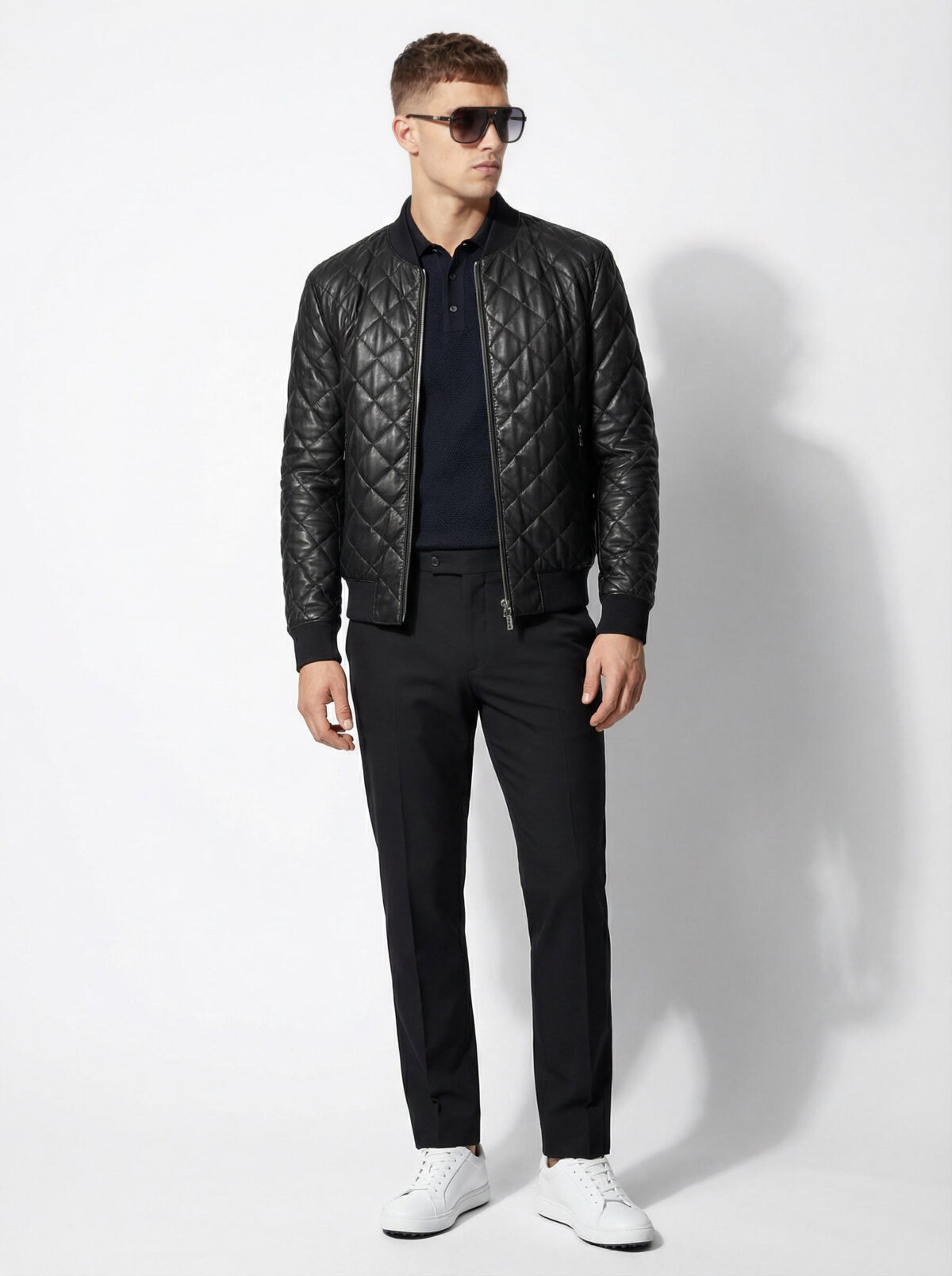 Diamond-Quilted Leather Jacket
