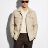 Sand Beige Shearling Field Coat