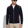 Navy Wool Cardigan with Python Trim