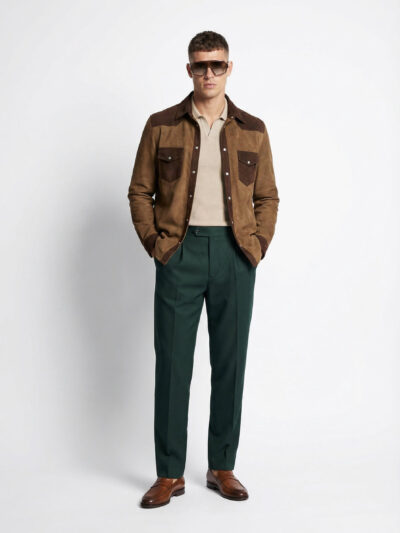 Two-Tone Metis Suede Shirt Jacket