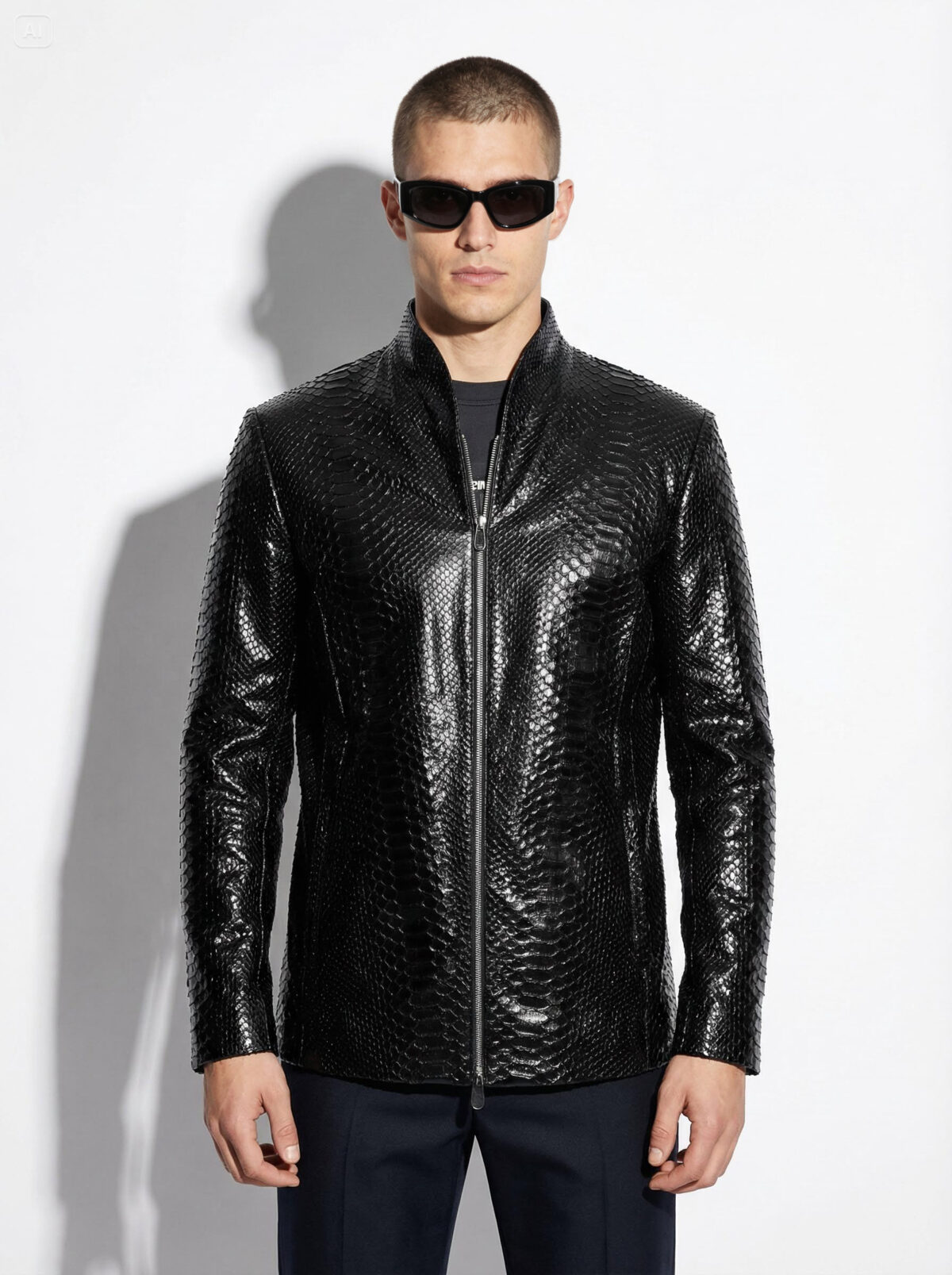 Black Python Leather Jacket