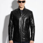 Black Python Leather Jacket