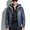 Blue Green Python Hooded Bomber Jacket