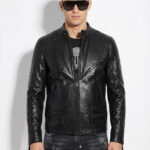 Python Skin Black Moto Jacket