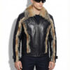 Jackal Fur Trimmed Leather Jacket