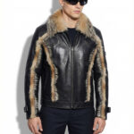 Jackal Fur Trimmed Leather Jacket