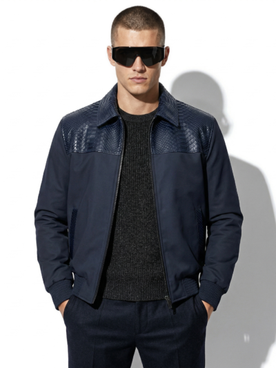 Waterproof Bomber Jacket with Python Trim