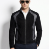 Black Suede Jacket with Python Trim