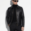 Black Python Shirt-Collar Jacket