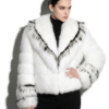 White Fox Fur Jacket With Black Trim