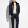 Navy Python Jacket with Mink Collar