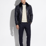Navy Python Jacket with Mink Collar