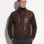 Wool Cardigan with Python and Suede Trim