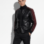 Black and Red Python Bomber Jacket