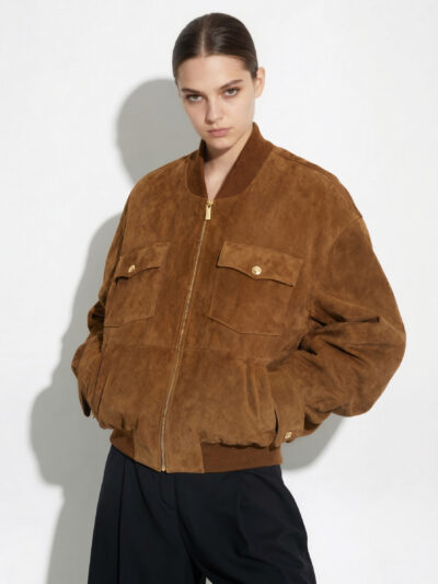 Oversized Premium Suede Bomber Jacket