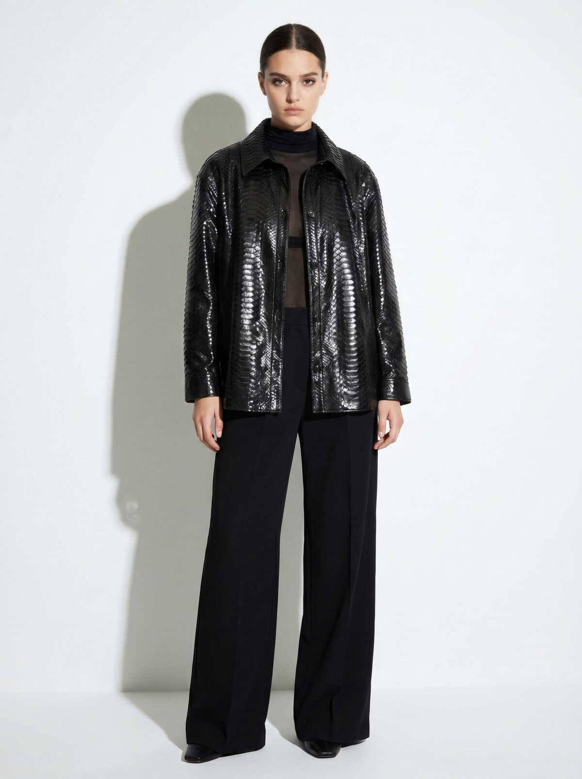 Oversized Python Leather Overshirt