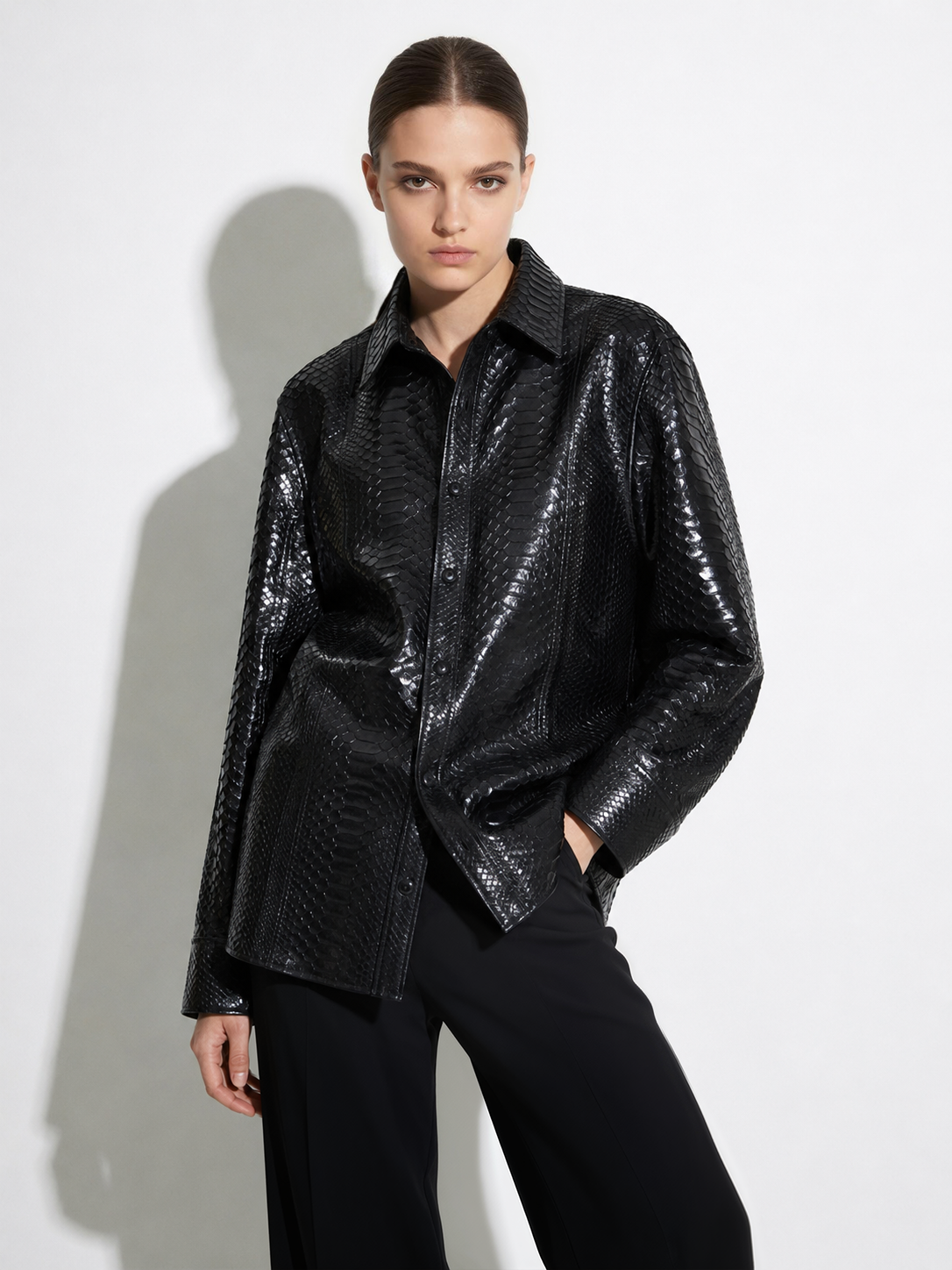 Oversized Python Leather Overshirt