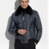Blue Python Jacket with Mink Collar