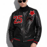 Cat Graphic Patch Nappa Leather Bomber