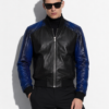 Python Leather Sleeve Nappa Bomber