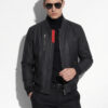 Tiger Embossed Matte Leather Bomber