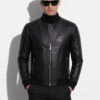 Crocodile Embossed Leather Bomber With Python Skin
